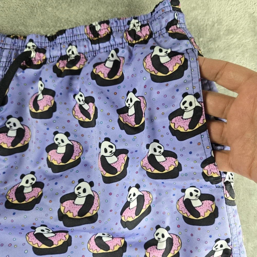 Ocean Slave By Too Good Swim Trunk Mens XL 32x5 Purple Panda In A Donut Lined